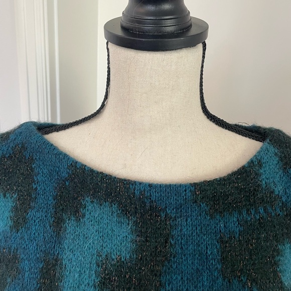 Maje Teal and Black Patterned Sweater - Picture 7 of 9